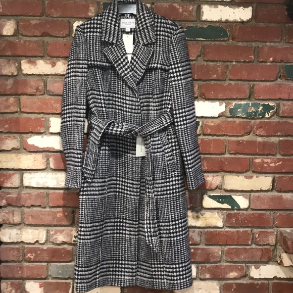 Cole Haan Signature Plaid Wool Blend Trench Coat - Picture 7 of 9